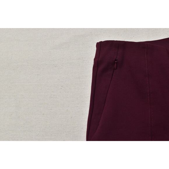LOFT Women Petite Size LP Maroon Red Pull On Straight Cropped Pants Rayon Blend - Picture 5 of 8